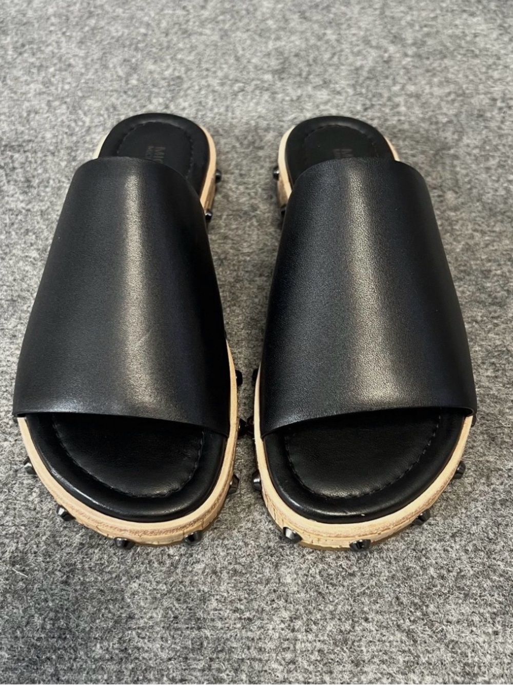 Michael Kors Black Slide Sandals with Tan Sole